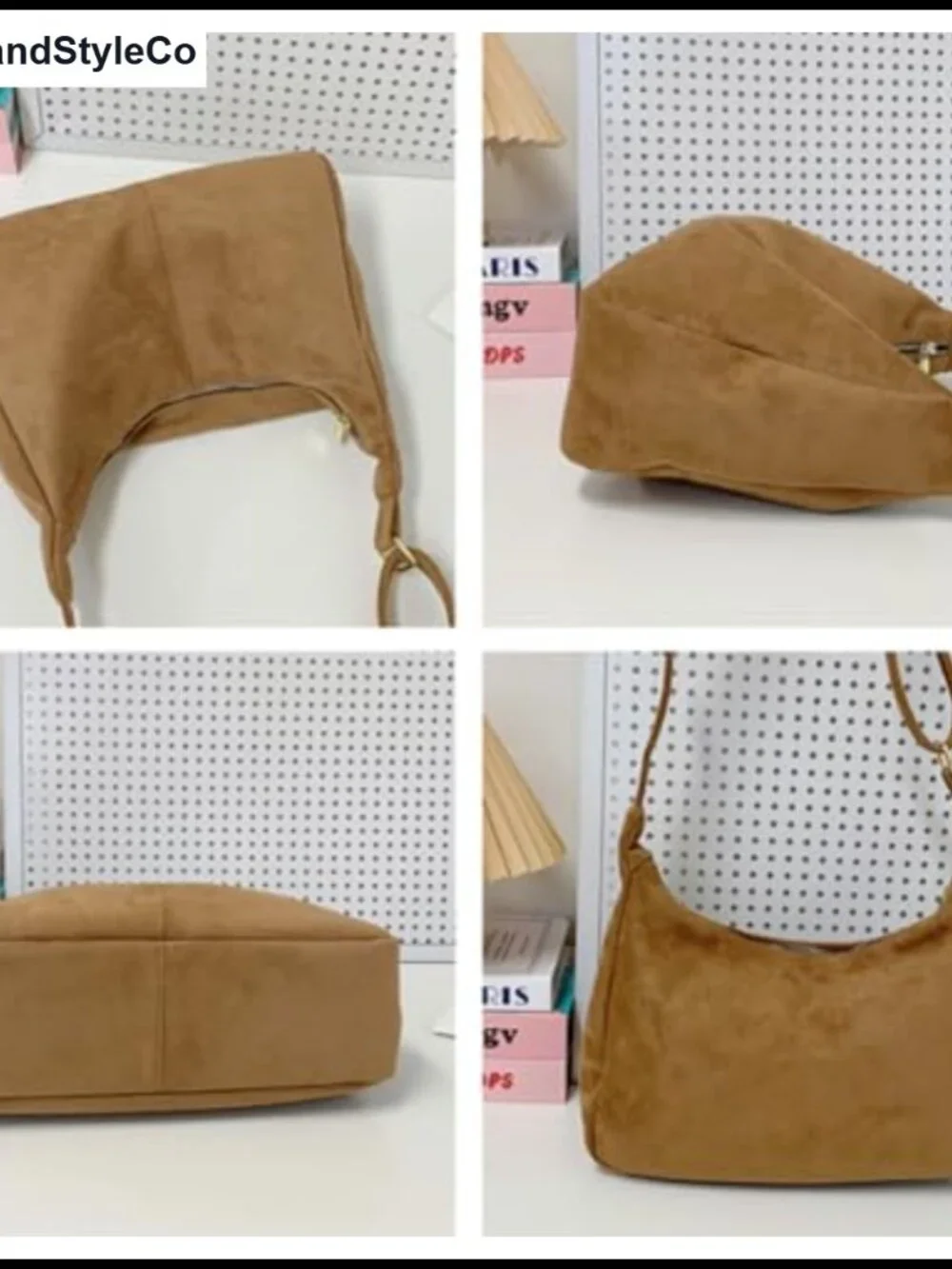 Slouchy Suede Hobo Shoulder Bag Crescent Crossbody Purse